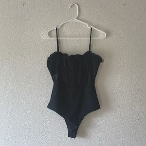 Black Mesh Corset Bodysuit